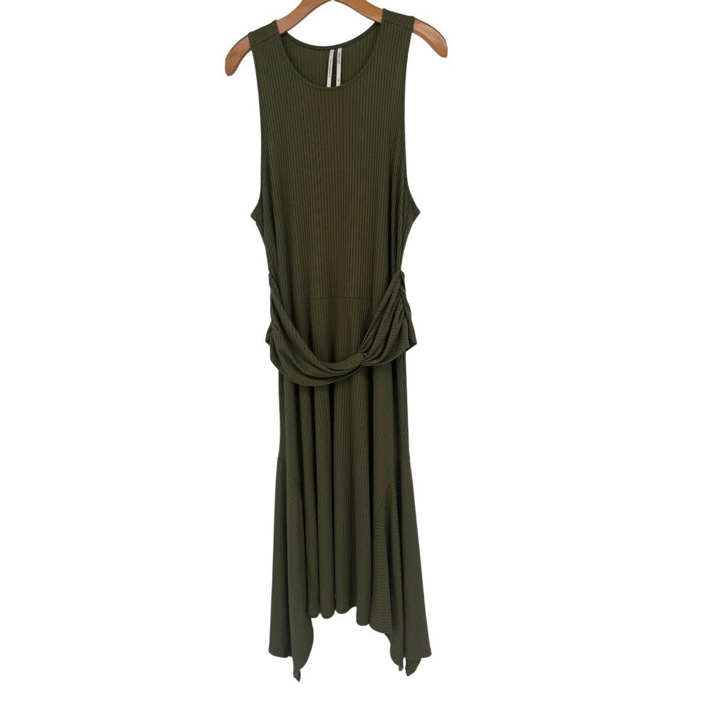Anthropologie Olive Green Kingslover Ribbed Knit Handkerchief dress size XL
